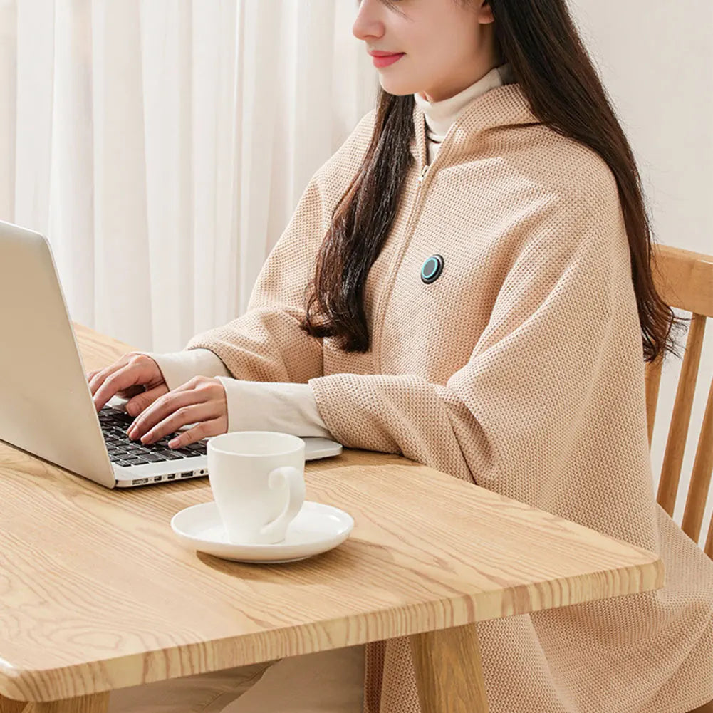 USB Electric Heated Blanket 3 Gears Heating Electric Blanket Shawl USB Heated Blanket Shawl With/Without 5000Mah Power Bank